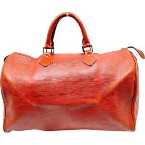 (L5) Authentic Louis Vuitton Satchel Bag Speedy 35 Brown Epi Leather Luxury Vint